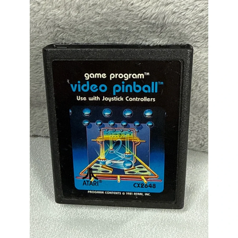 Atari Video Pinball Game Cartridge Black CX2648 Retro 2600 Vintage